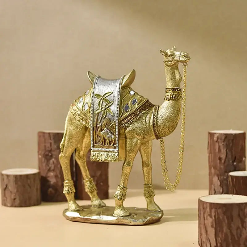 Luxury gold & silver camel resin art ornament living room decor