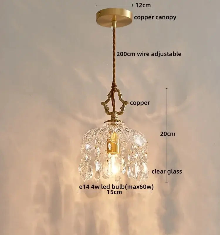 Luxury gold twisted cord crystal glass led wall sconce stair light
