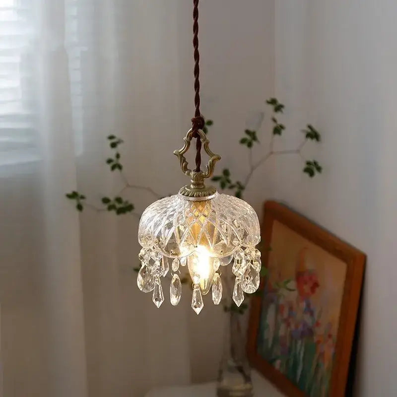 Luxury gold twisted cord crystal glass led wall sconce stair light