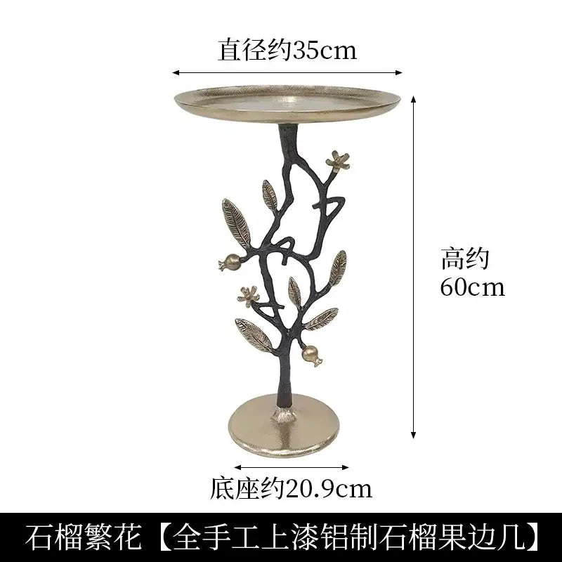 Luxury golden brass bird tree side table living room accent