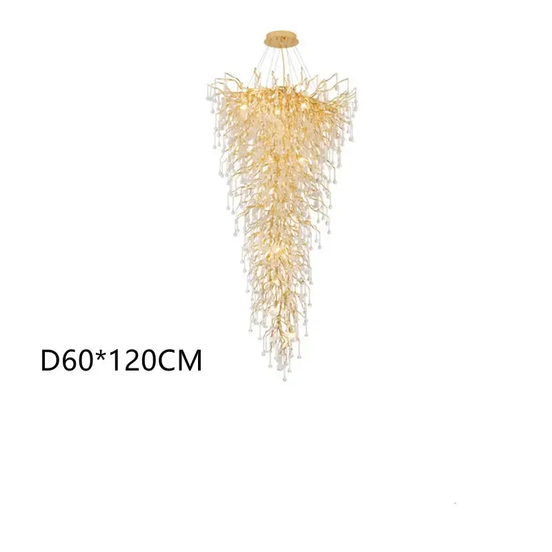Luxury golden crystal ceiling chandelier living room teardrop decor