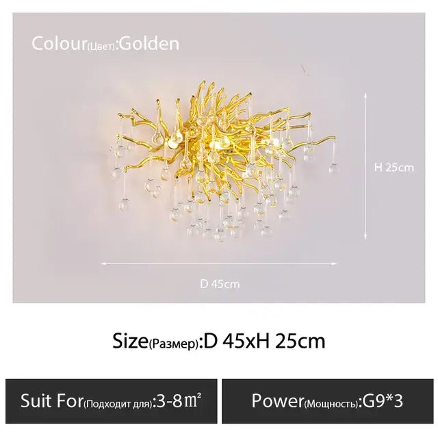 Luxury golden crystal ceiling chandelier living room teardrop decor