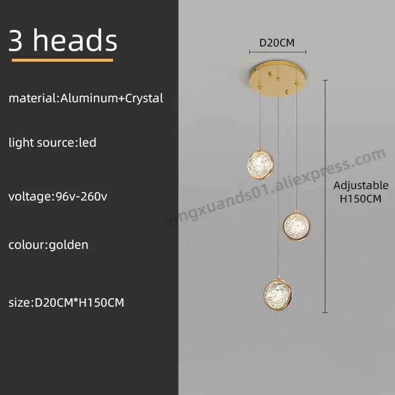 Luxury golden decorbites crystal ball led rotating stair chandelier