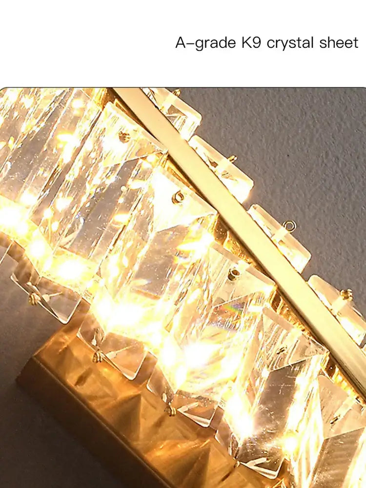Luxury golden twisted crystal led wall sconce bedroom light