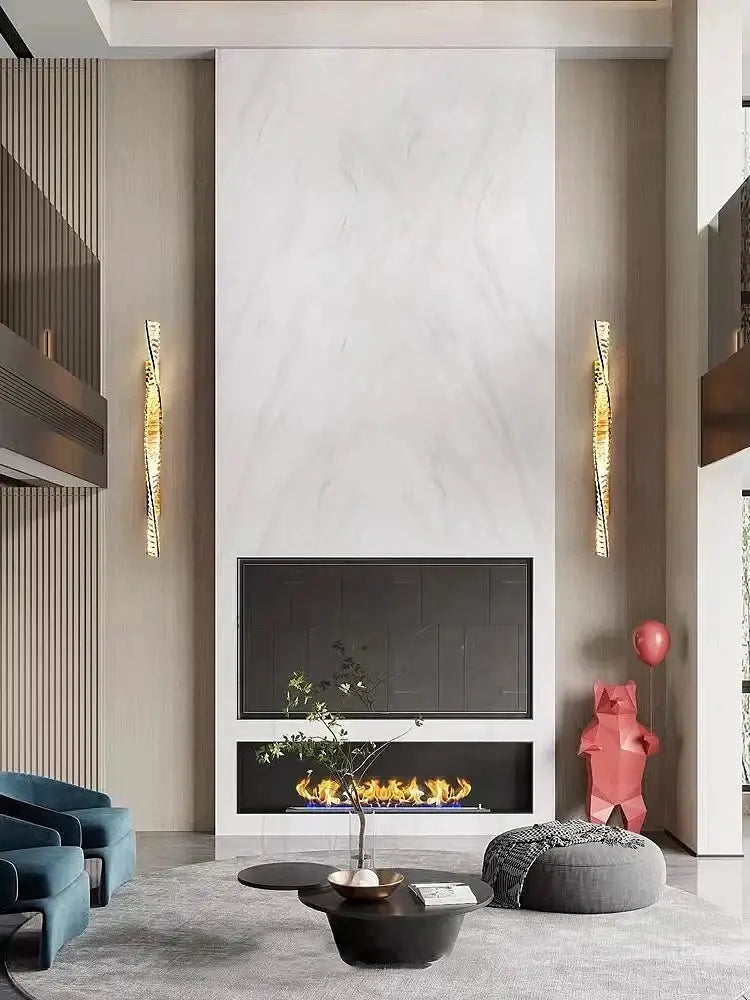 Luxury golden twisted crystal led wall sconce bedroom light
