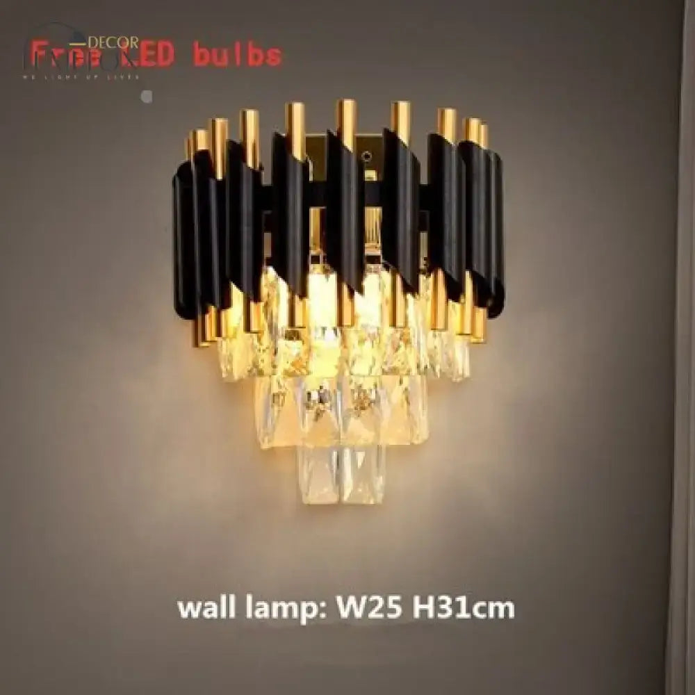 Luxury k9 crystal tiered chandelier black & gold dining room light