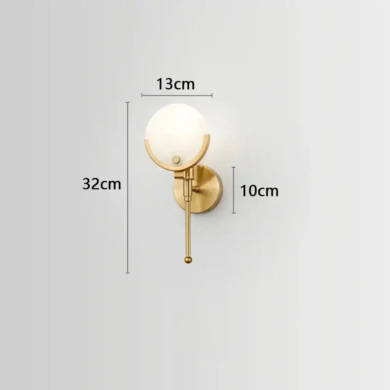 Luxury marble & copper wall lamp – bedroom gold glass sconce