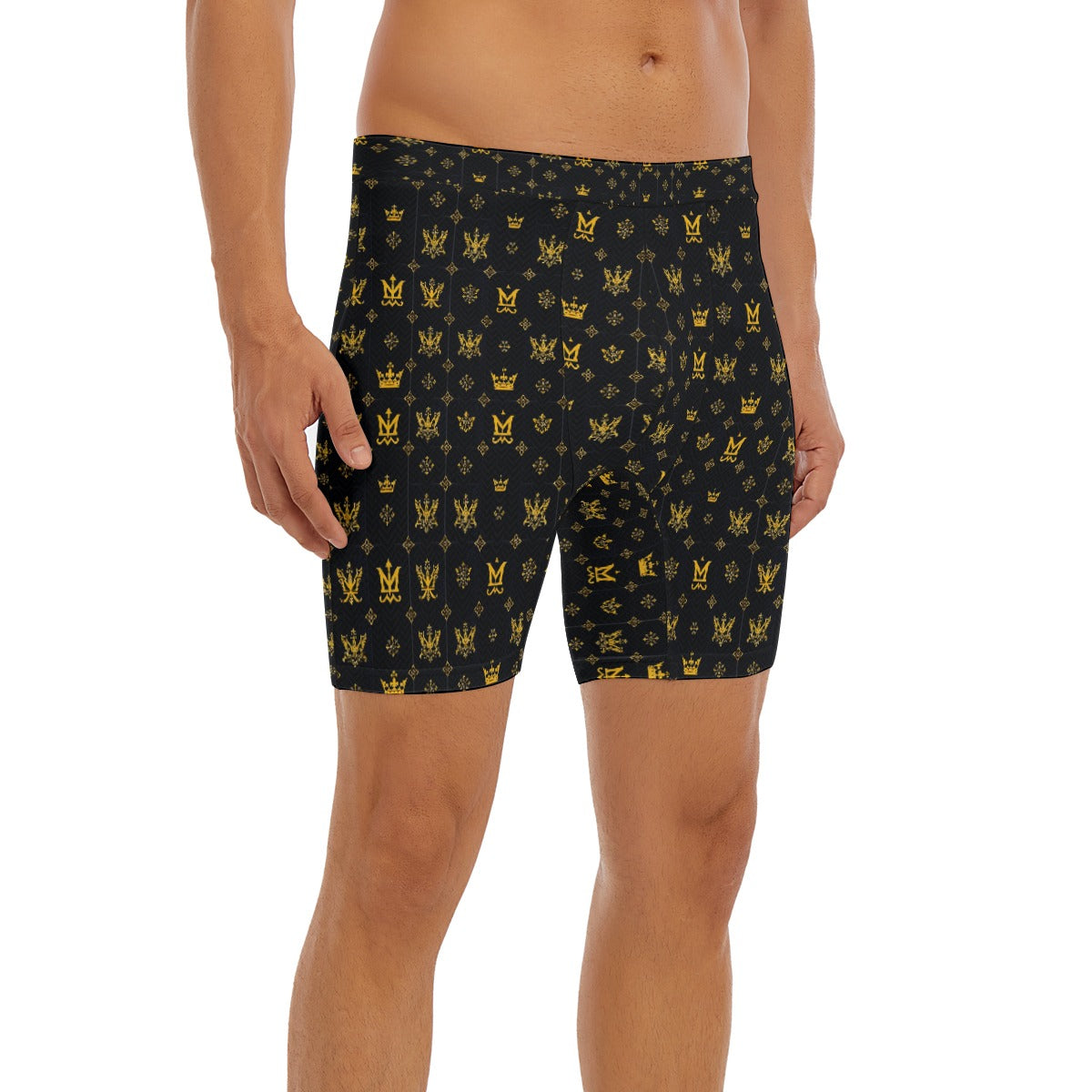 Munsieur Luxury Men's Boxer Briefs with Gold Pattern