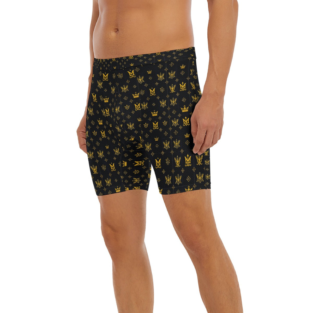 Munsieur Luxury Men's Boxer Briefs with Gold Pattern