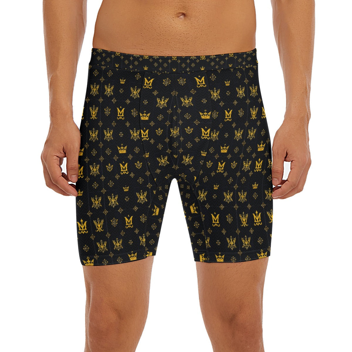 Munsieur Luxury Men's Boxer Briefs with Gold Pattern