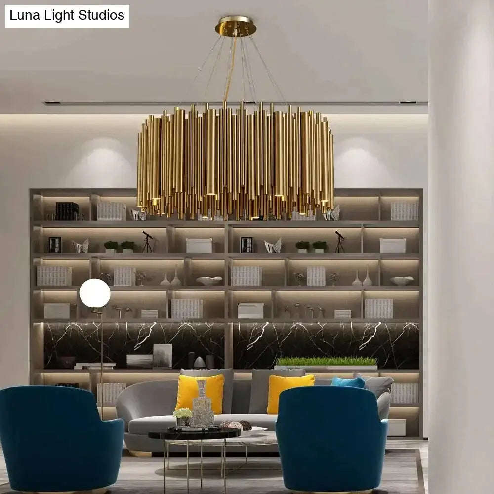 Luxury modern round gold chandelier living room radial pendant light