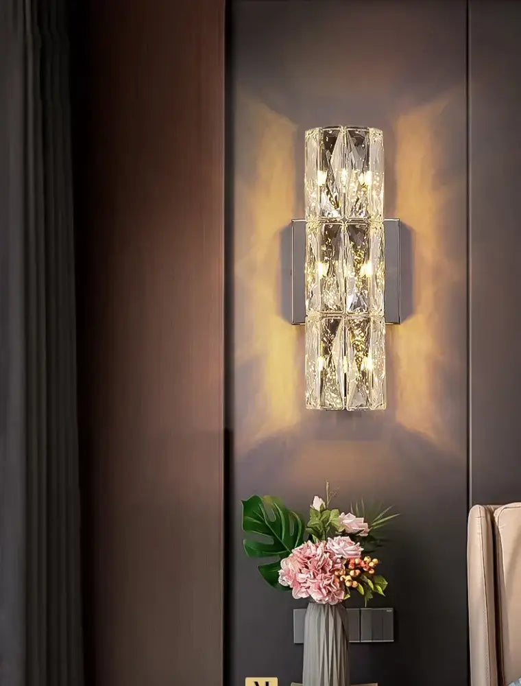 Luxury silver crystal wall sconce – living room deluxe light
