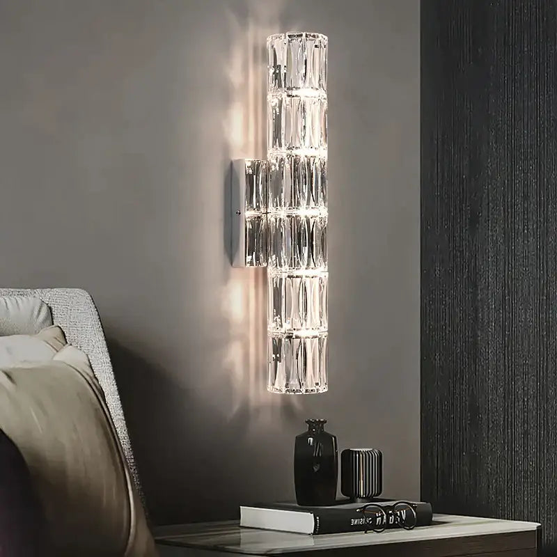 Luxury silver crystal wall sconce – living room deluxe light