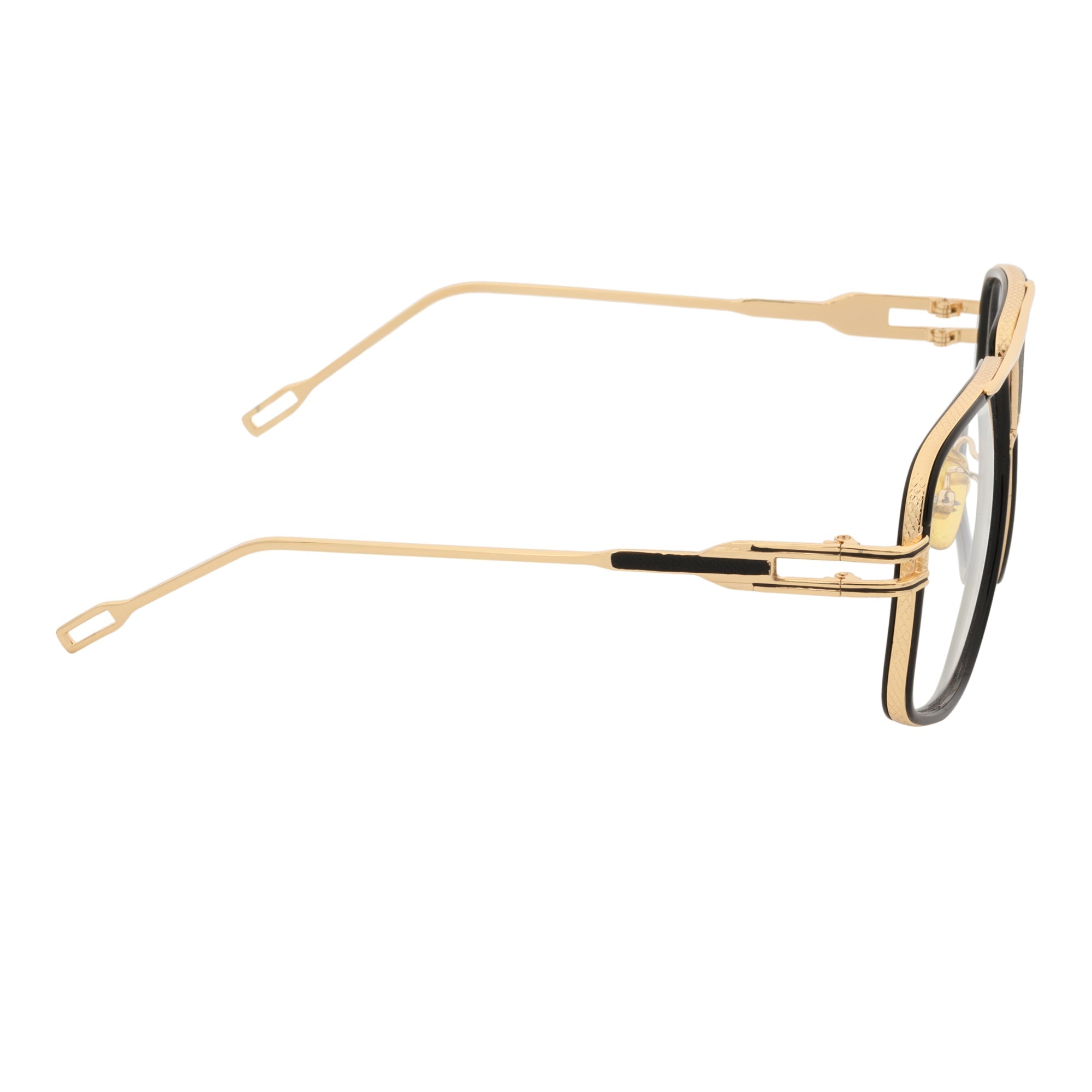 MAC - Two-Tone Square Metal Aviator Black-Gold Glasses Clear Blue Light Lens