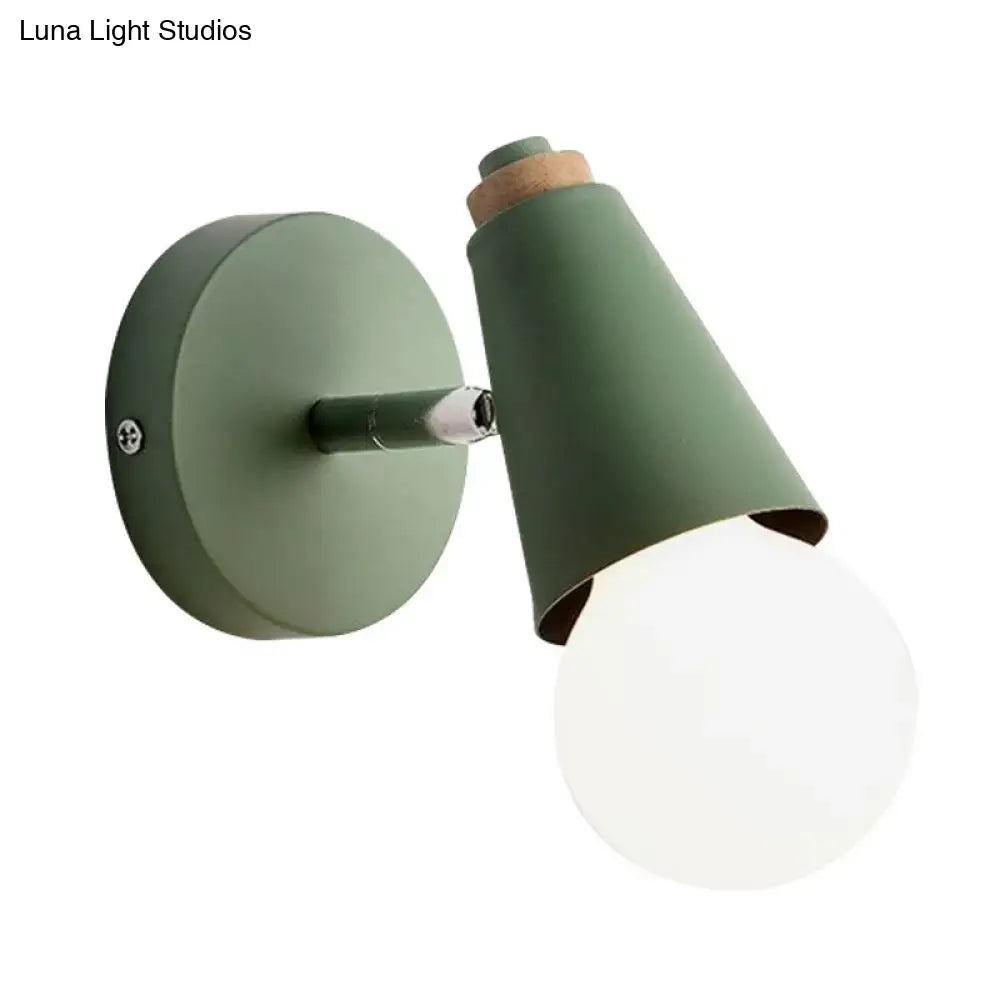Macaron loft sweet cone pink wall sconce corridor light with wood base