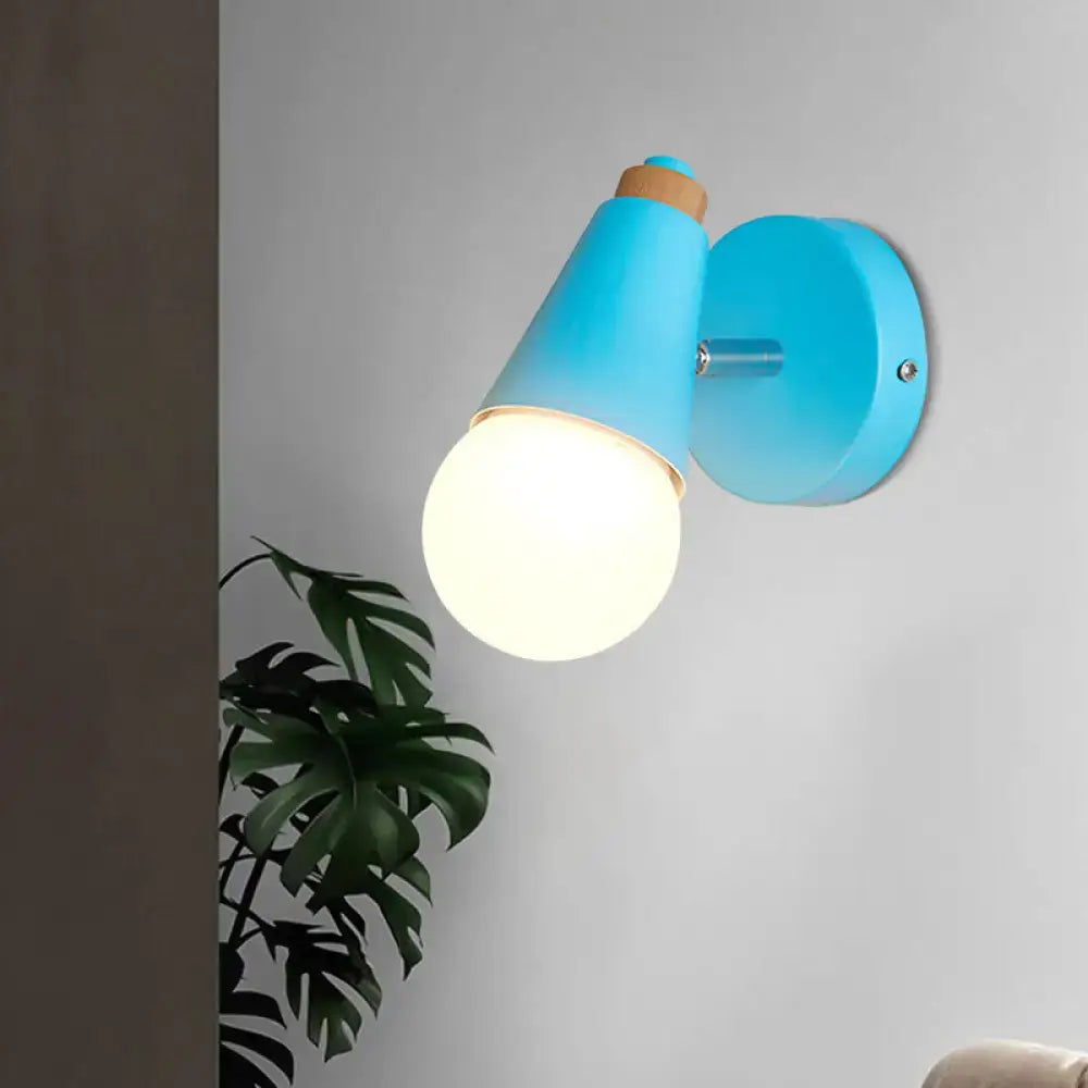Macaron loft sweet cone pink wall sconce corridor light with wood base