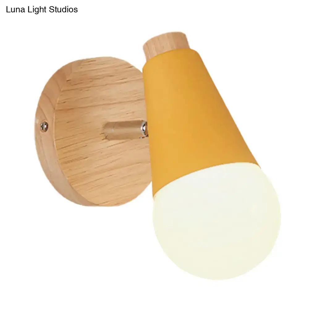 Macaron loft sweet cone pink wall sconce corridor light with wood base