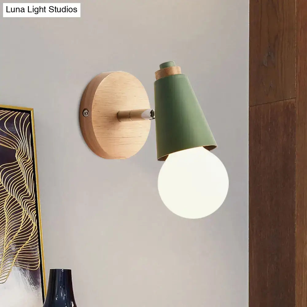 Macaron loft sweet cone pink wall sconce corridor light with wood base