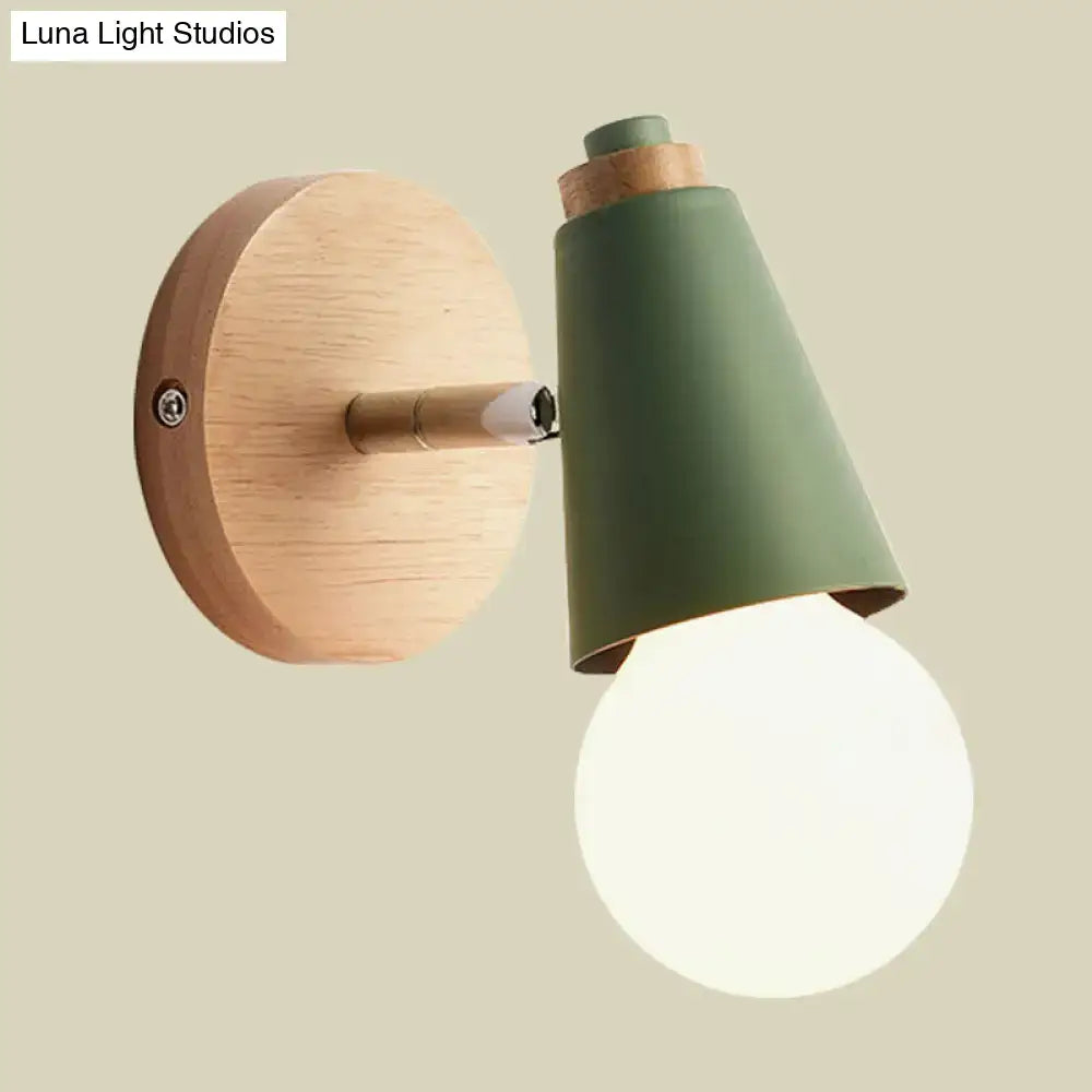 Macaron loft sweet cone pink wall sconce corridor light with wood base