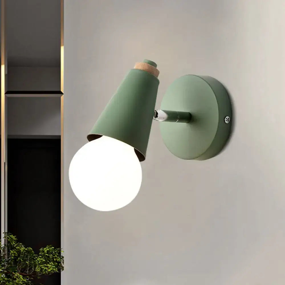 Macaron loft sweet cone pink wall sconce corridor light with wood base