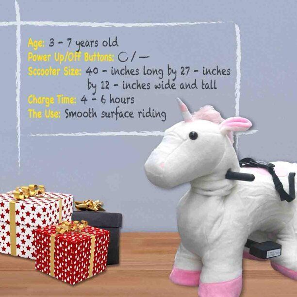Magical Unicorn 6V Electric Ride On Car for Girls Ages 2-4 with LED Lights