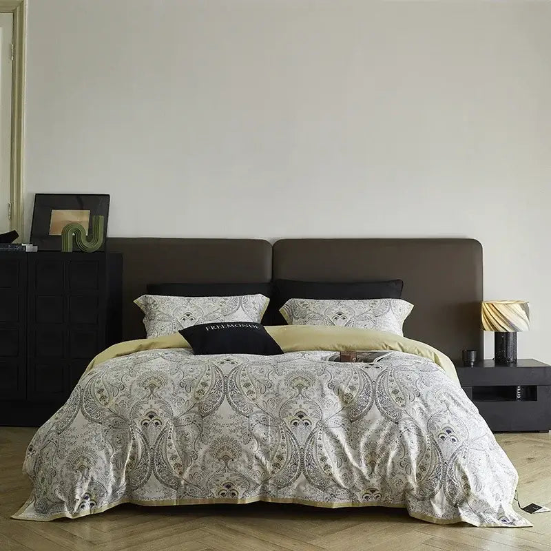 Marble gray & teal 100s egyptian cotton bedding set bedroom