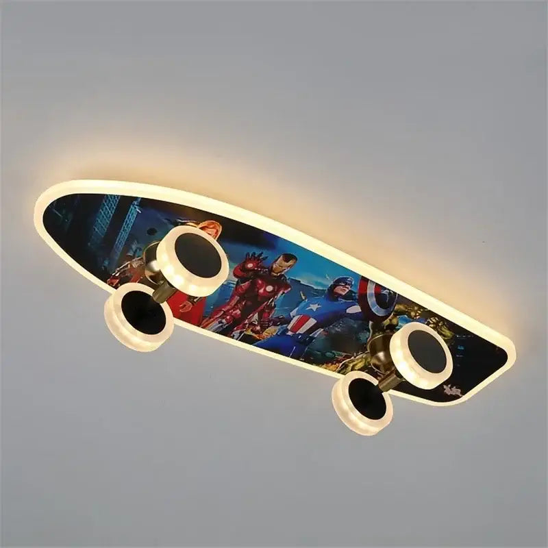 Marvel superhero cartoon skateboard ceiling light for children room