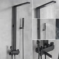 Matte black bathroom faucet shower system with rainfall column