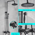 Matte black bathroom shower faucet with rainfall head and handheld spray
