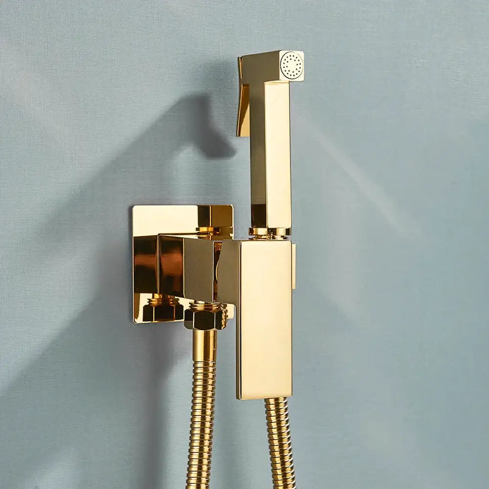 Matte black brass bidet faucet with handheld spray for bathroom