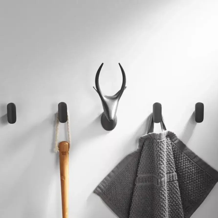 Matte black brass gray deer hook entryway wall hanging