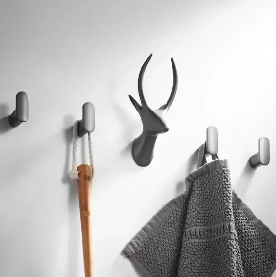 Matte black brass gray deer hook entryway wall hanging