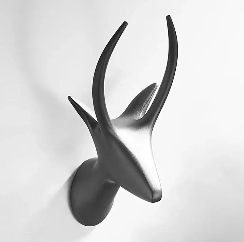 Matte black brass gray deer hook entryway wall hanging