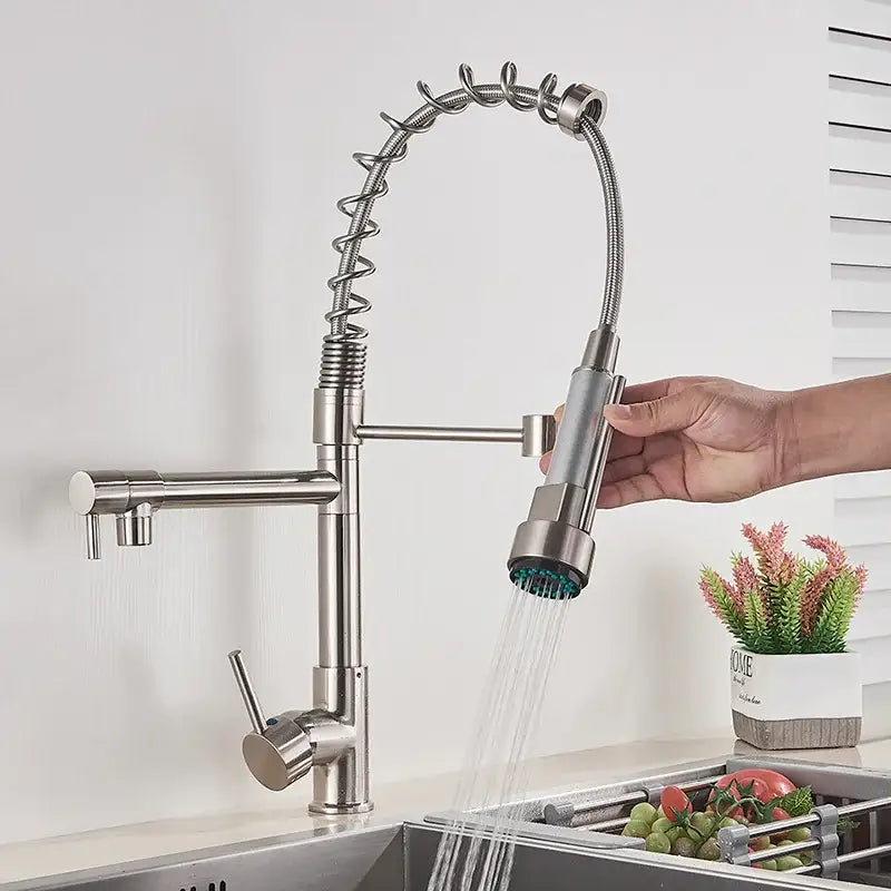 Matte black decorbites brass kitchen faucet with swivel spout