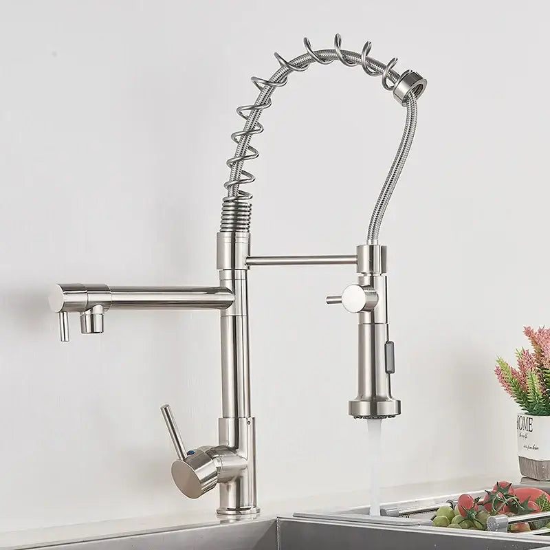 Matte black decorbites brass kitchen faucet with swivel spout