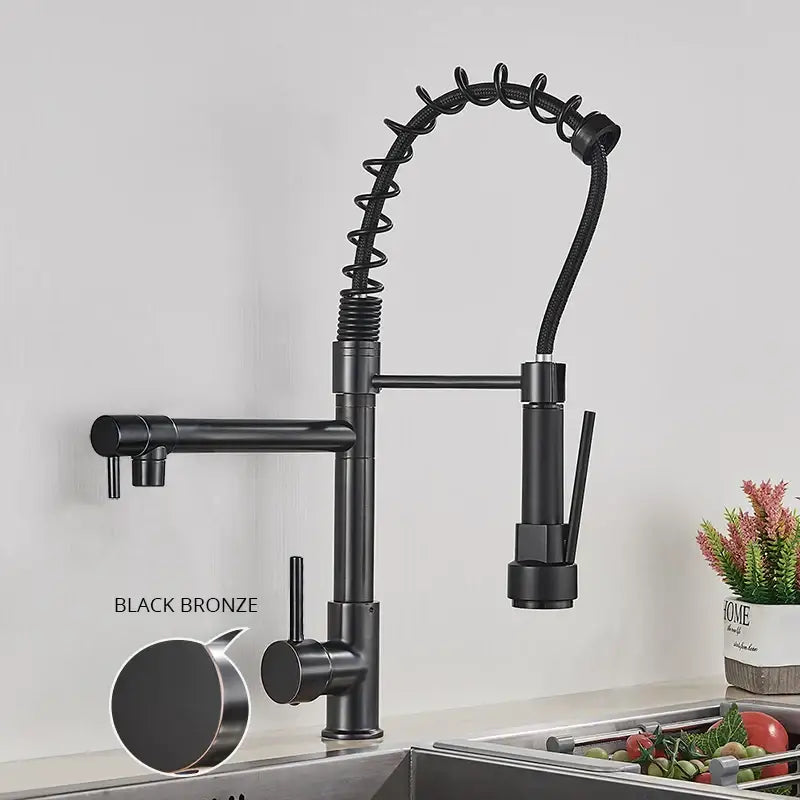Matte black decorbites brass kitchen faucet with swivel spout