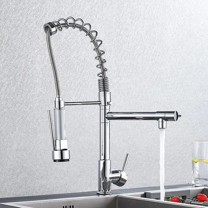 Matte black decorbites brass kitchen faucet with swivel spout