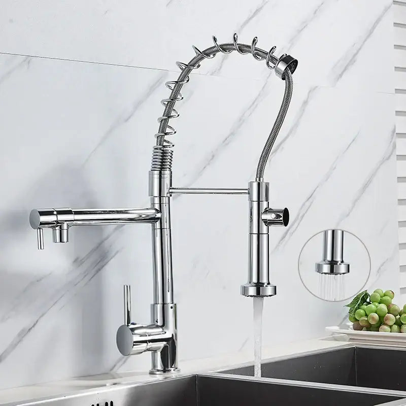 Matte black decorbites brass kitchen faucet with swivel spout