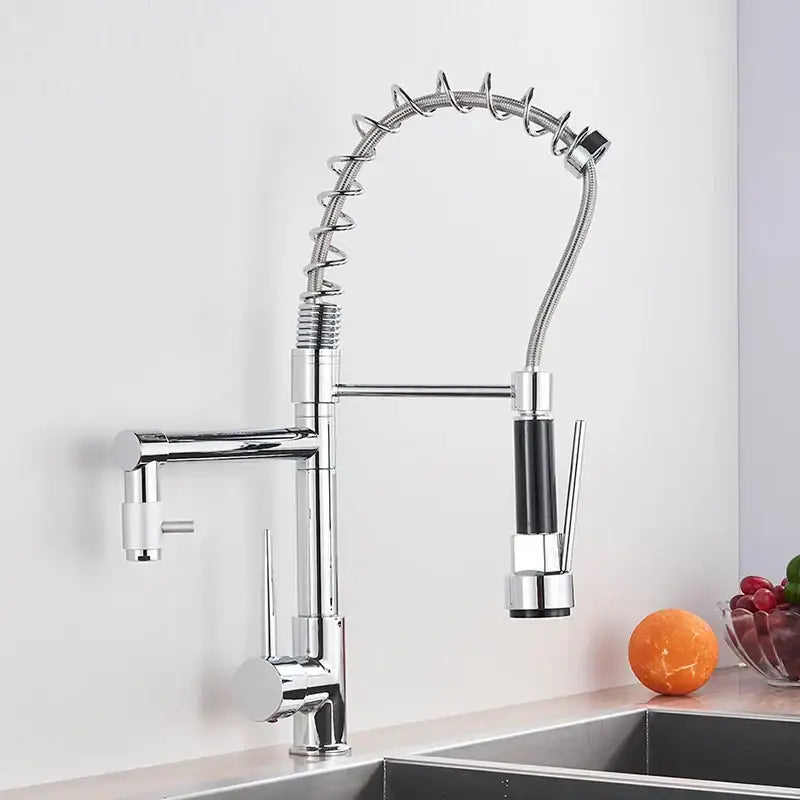 Matte black decorbites brass kitchen faucet with swivel spout