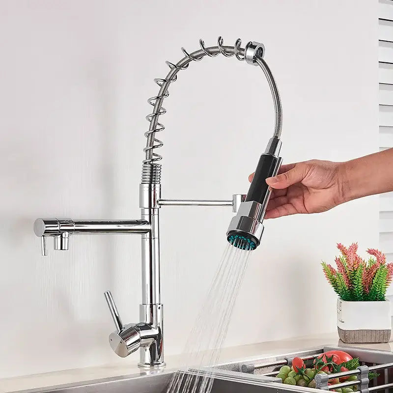 Matte black decorbites brass kitchen faucet with swivel spout