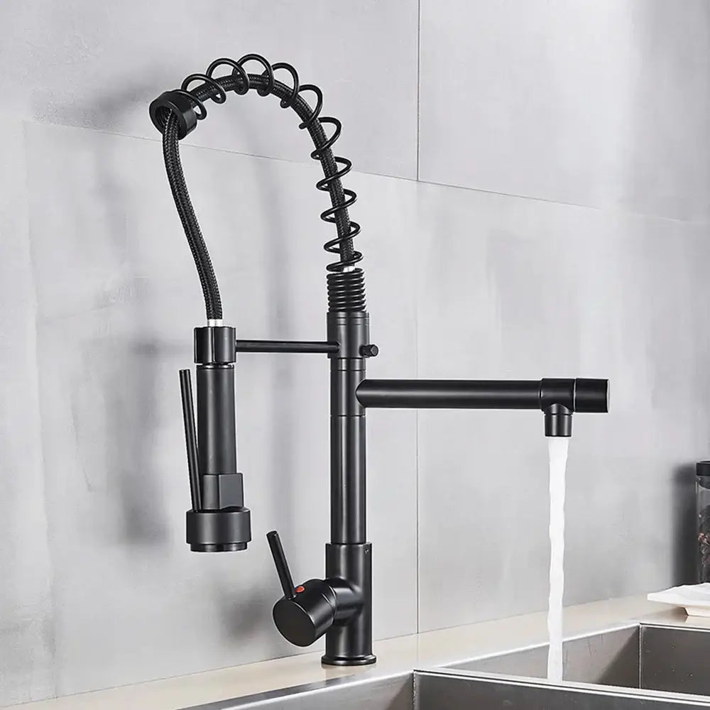 Matte black decorbites brass kitchen faucet with swivel spout
