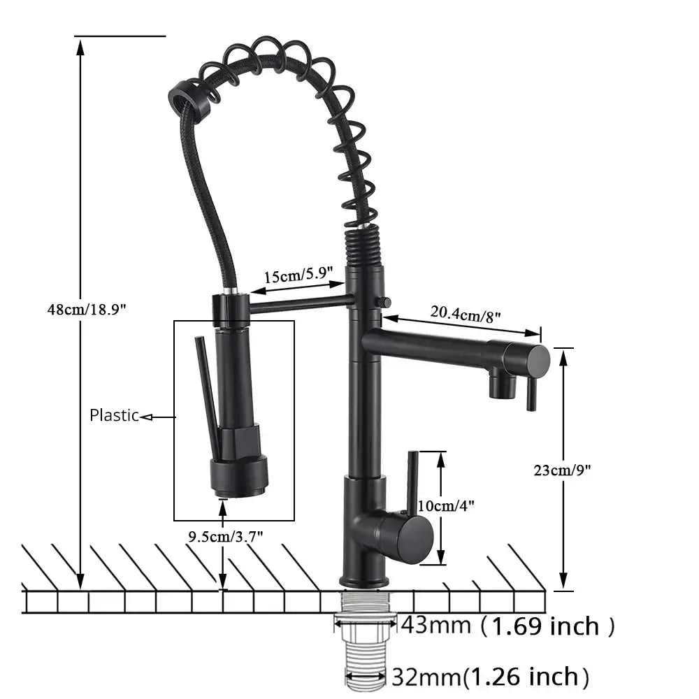 Matte black decorbites brass kitchen faucet with swivel spout