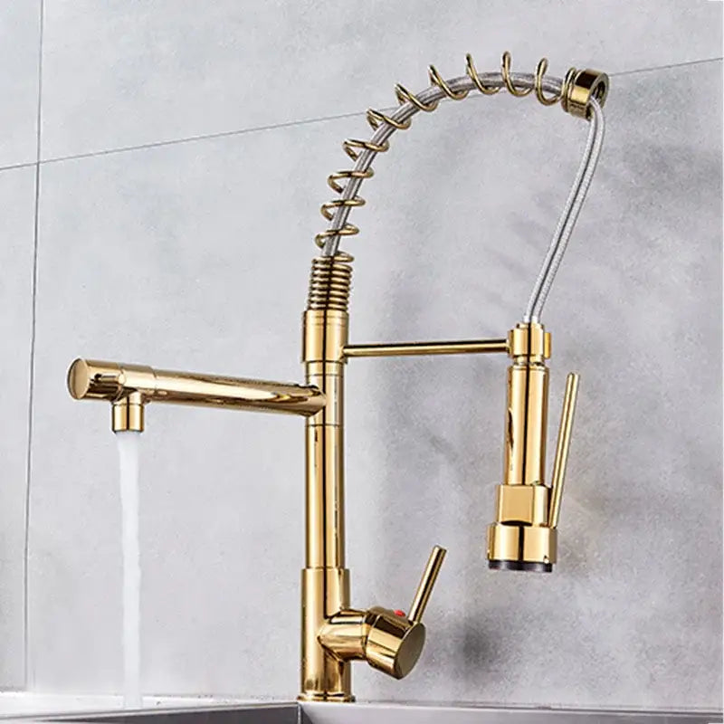 Matte black decorbites brass kitchen faucet with swivel spout