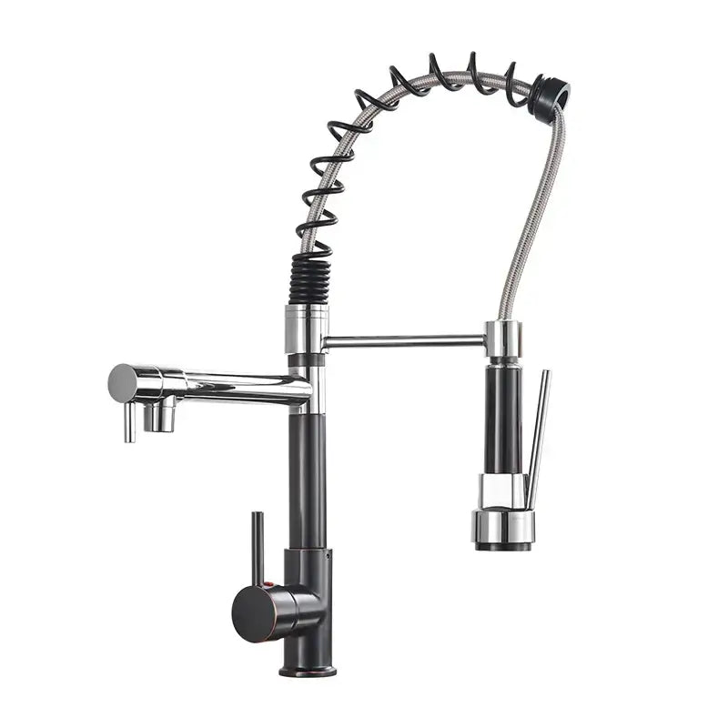 Matte black decorbites brass kitchen faucet with swivel spout