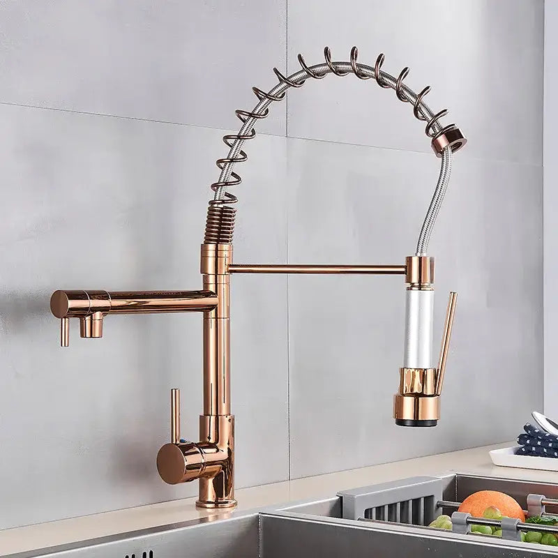 Matte black decorbites brass kitchen faucet with swivel spout