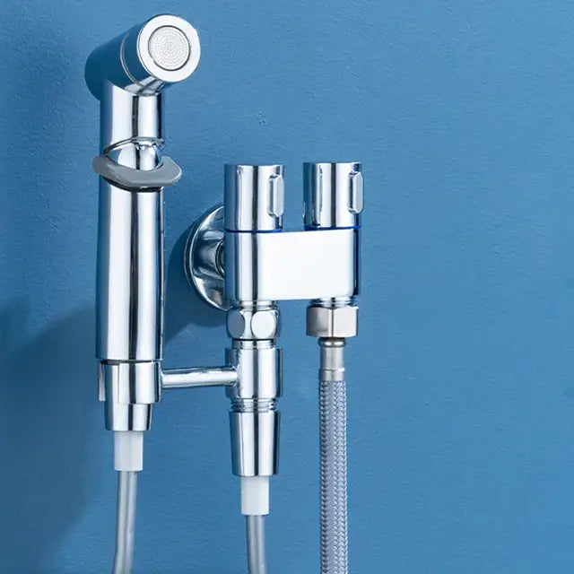 Matte black hygienic bidet sprayer with coiled hose for bathroom