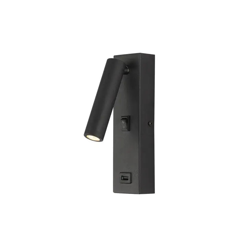Matte black led wall light switch with usb port – bedroom sconce