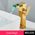 Matte black led waterfall basin faucet with temperature display kitchen