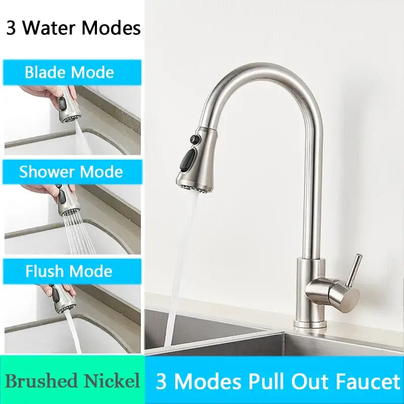 Matte black pull out kitchen faucet with high arc spout
