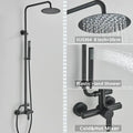 Matte black rainfall shower faucet set with hand shower for bathroom